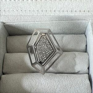 Stunning Vita Fede Silver Geometric Statement Ring with Swarovski Crystals